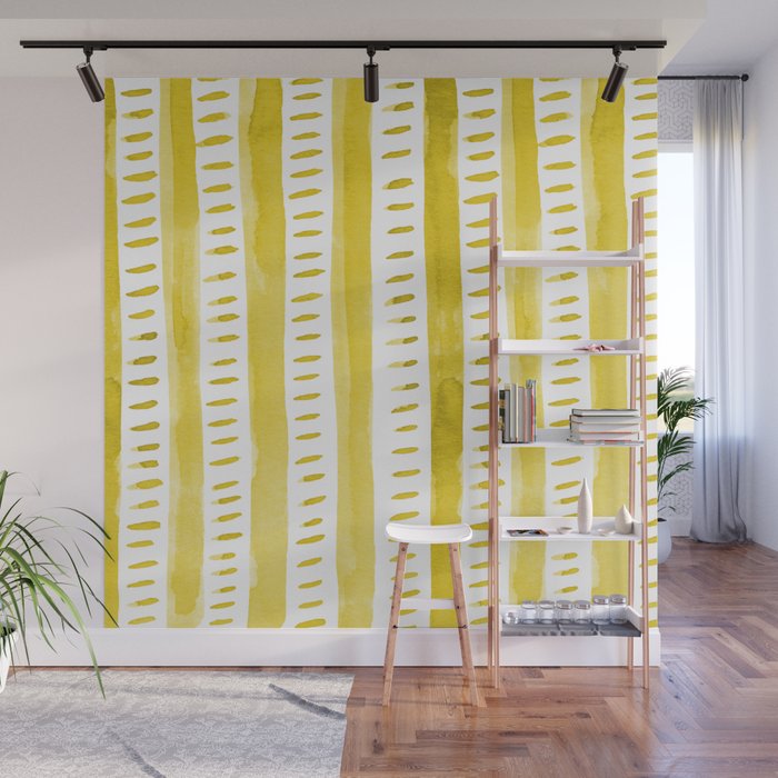 Watercolor lines - yellow Wall Mural Gallery Image 1