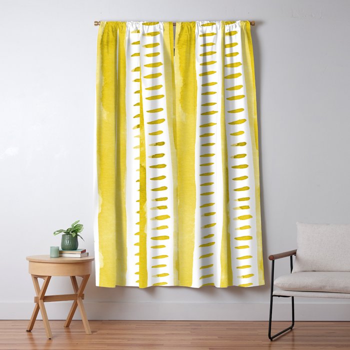 Watercolor lines - yellow Window Curtain Gallery Image 1