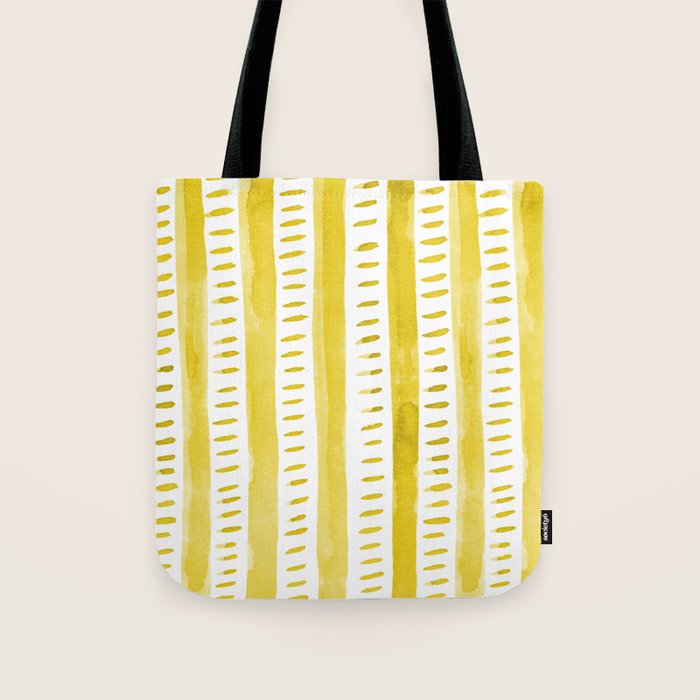 Watercolor lines - yellow Tote Bag Gallery Image 1