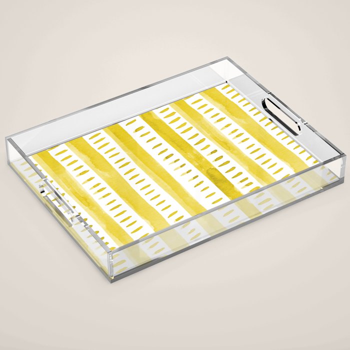 Watercolor lines - yellow Acrylic Tray Gallery Image 1