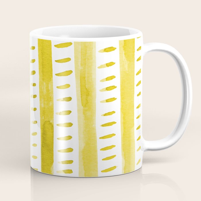 Watercolor lines - yellow Coffee Mug Gallery Image 1