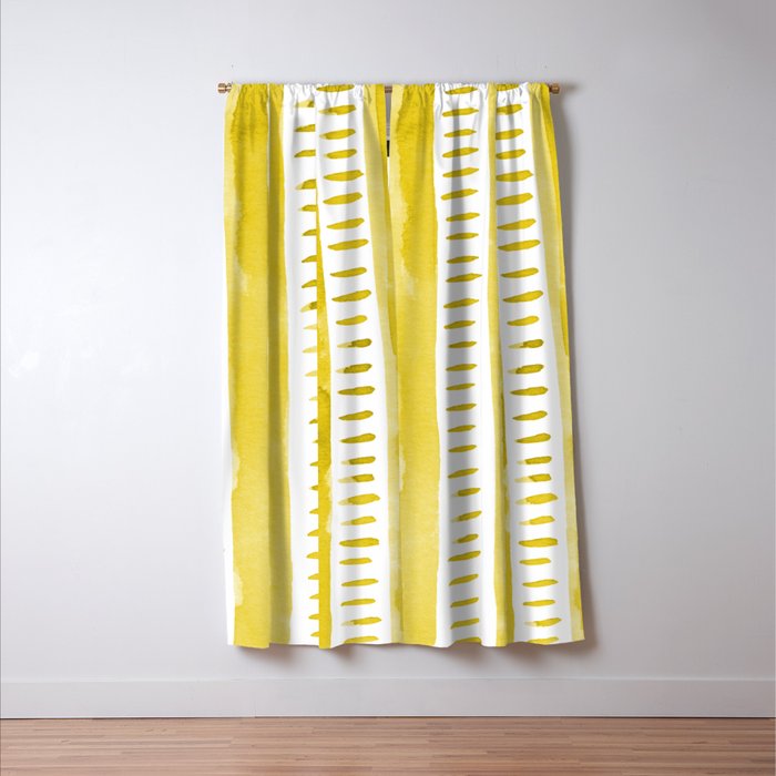 Watercolor lines - yellow Window Curtain Gallery Image 3