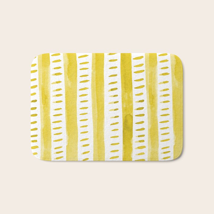 Watercolor lines - yellow Bath Mat Gallery Image 1