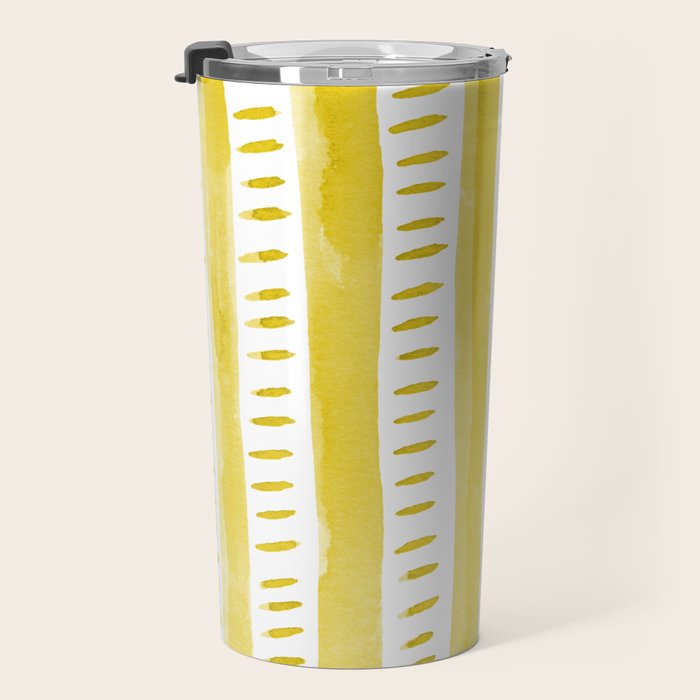 Watercolor lines - yellow Travel Mug Gallery Image 3