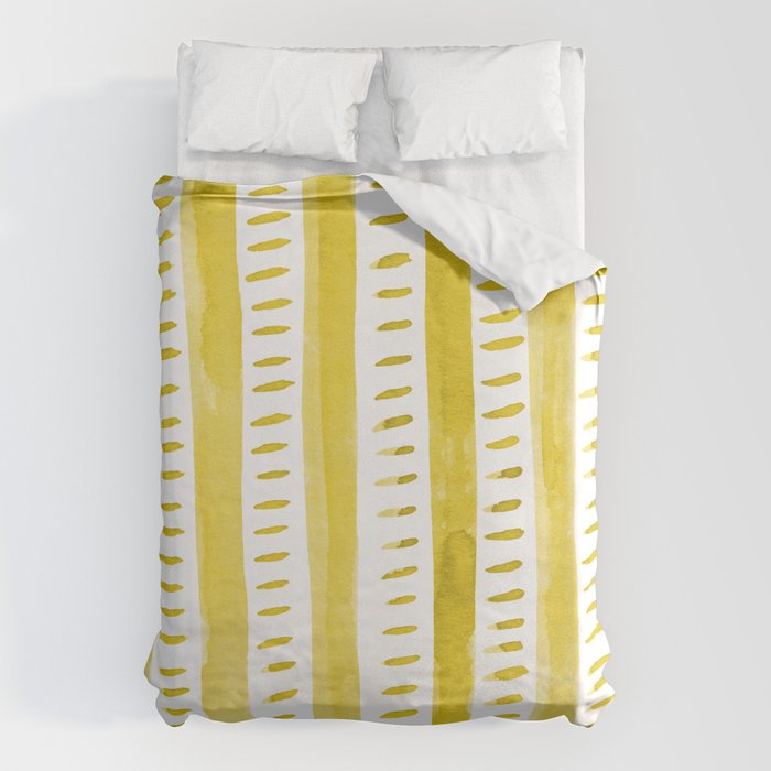 Watercolor lines - yellow Duvet Cover Gallery Image 1