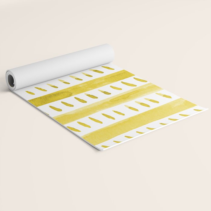 Watercolor lines - yellow Yoga Mat Gallery Image 2