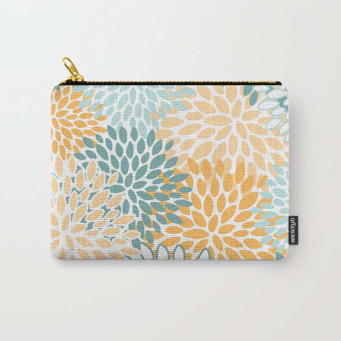 Modern, Floral Prints, Green and Yellow Carry All Pouch Gallery Image 1