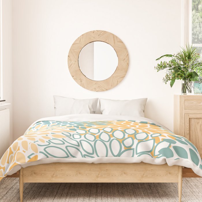 Modern, Floral Prints, Green and Yellow Duvet Cover Gallery Image 3