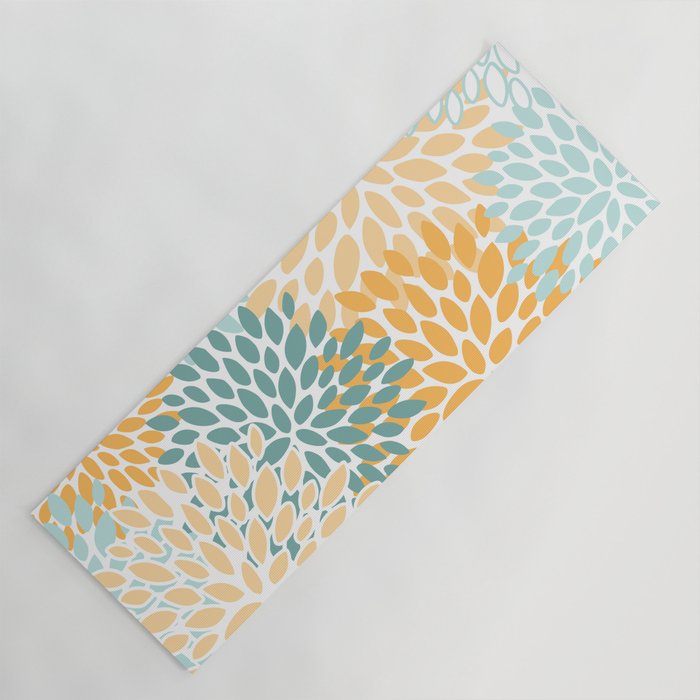 Modern, Floral Prints, Green and Yellow Yoga Mat Gallery Image 1