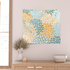Modern, Floral Prints, Green and Yellow Wall Tapestry Gallery Image 2