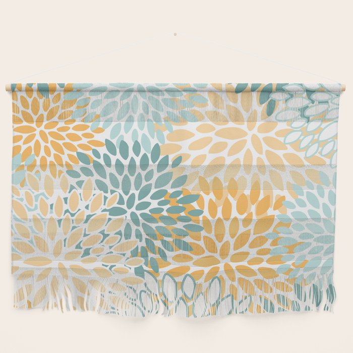 Modern, Floral Prints, Green and Yellow Wall Hanging Gallery Image 1