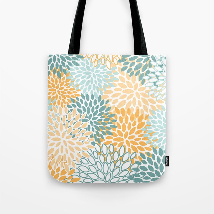 Modern, Floral Prints, Green and Yellow Tote Bag Gallery Image 1