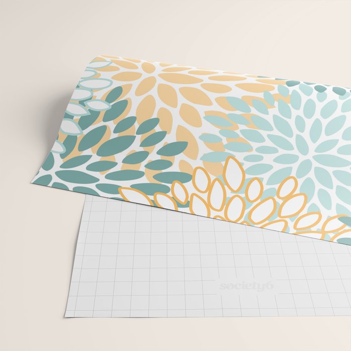 Modern, Floral Prints, Green and Yellow Wrapping Paper Gallery Image 2