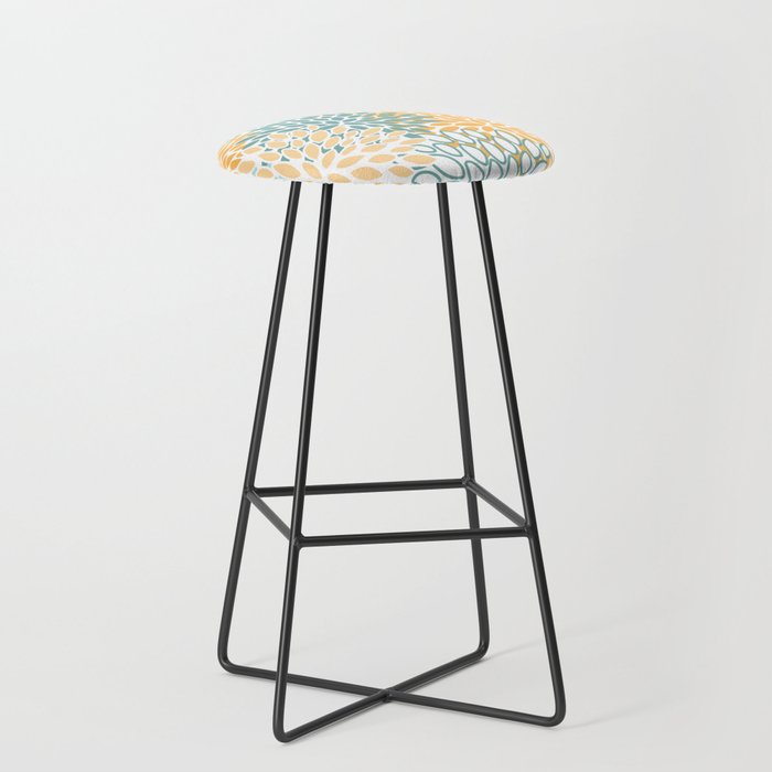 Modern, Floral Prints, Green and Yellow Stool Gallery Image 1
