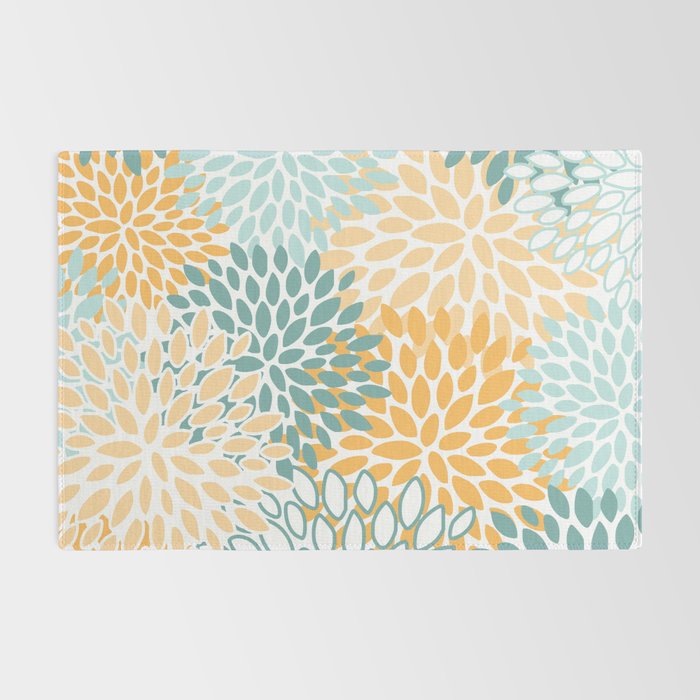 Modern, Floral Prints, Green and Yellow Rug Gallery Image 2