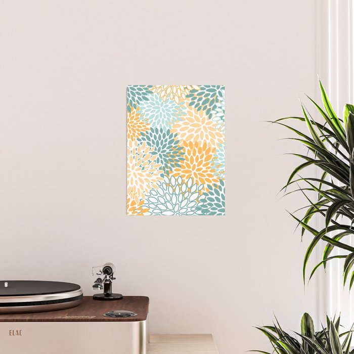 Modern, Floral Prints, Green and Yellow Poster Gallery Image 2