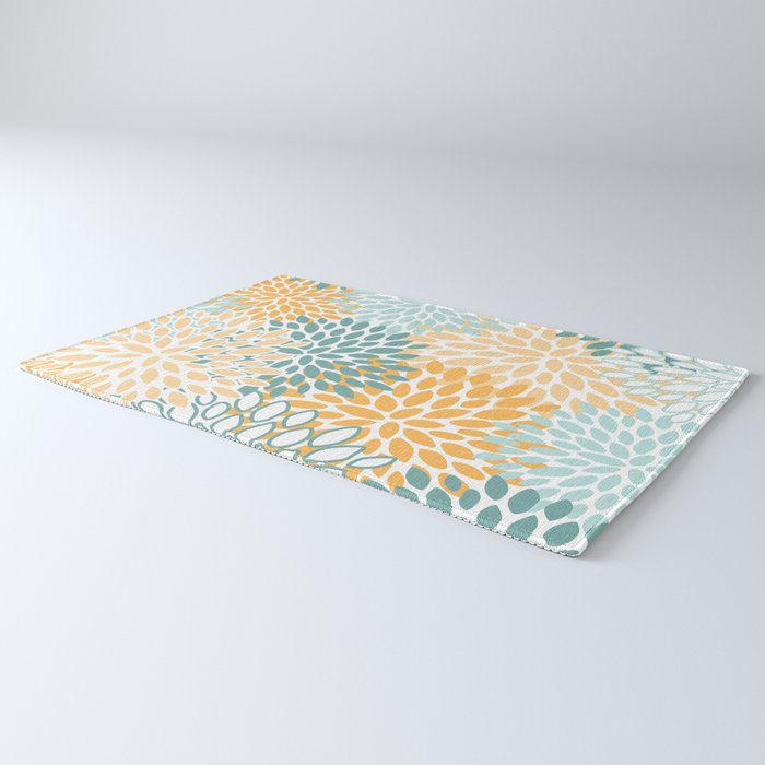 Modern, Floral Prints, Green and Yellow Rug Gallery Image 3