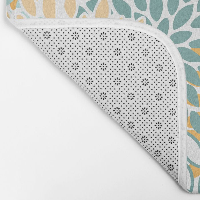 Modern, Floral Prints, Green and Yellow Bath Mat Gallery Image 2