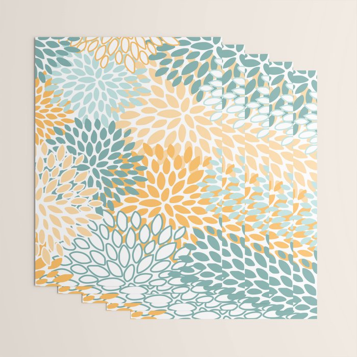 Modern, Floral Prints, Green and Yellow Wrapping Paper Gallery Image 3