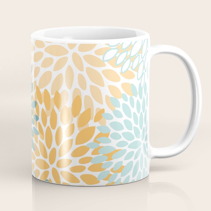 Modern, Floral Prints, Green and Yellow Coffee Mug Gallery Image 1