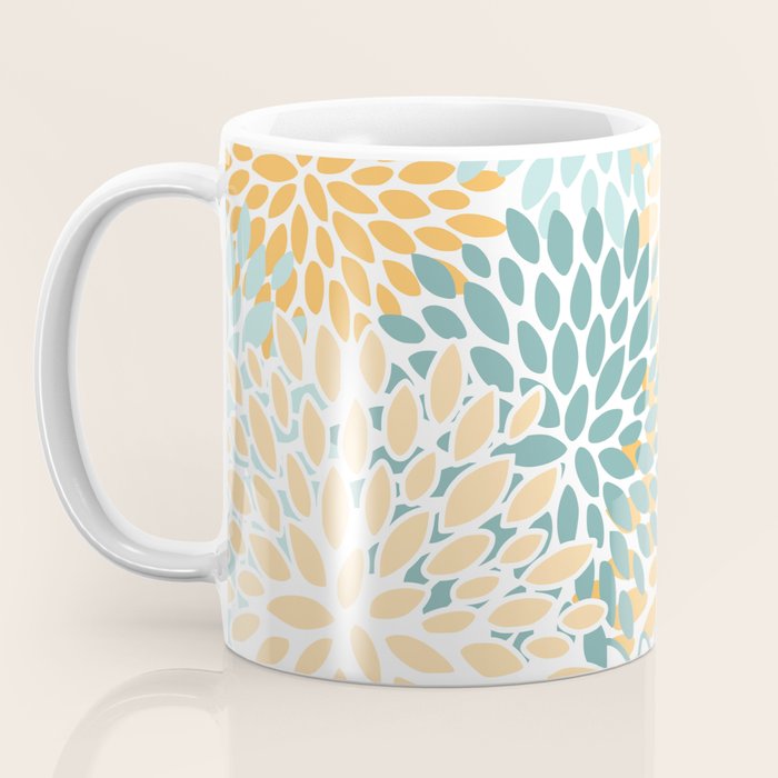Modern, Floral Prints, Green and Yellow Coffee Mug Gallery Image 3