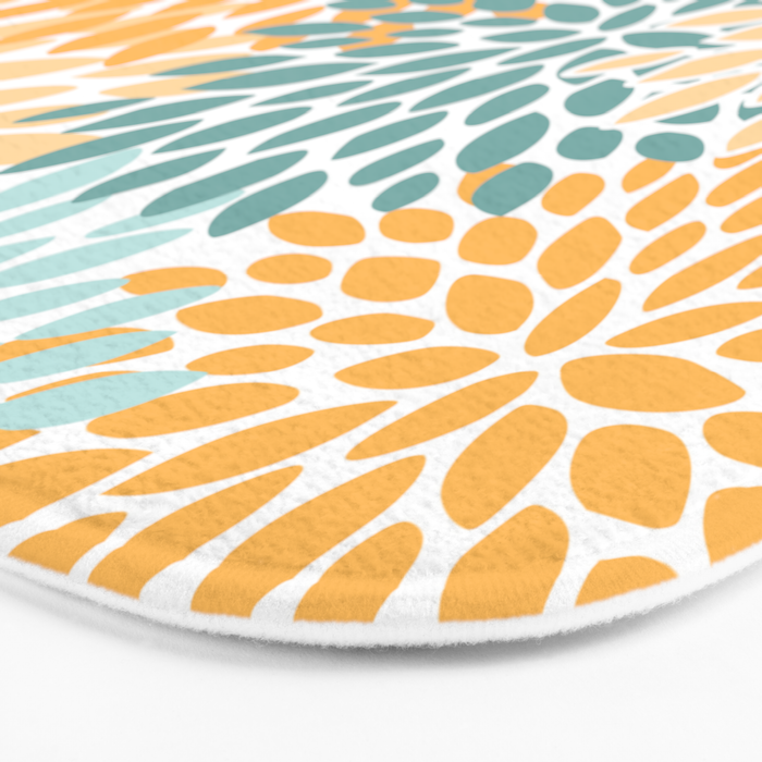 Modern, Floral Prints, Green and Yellow Bath Mat Gallery Image 3