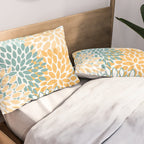 Modern, Floral Prints, Green and Yellow Pillow Sham Gallery Image 2