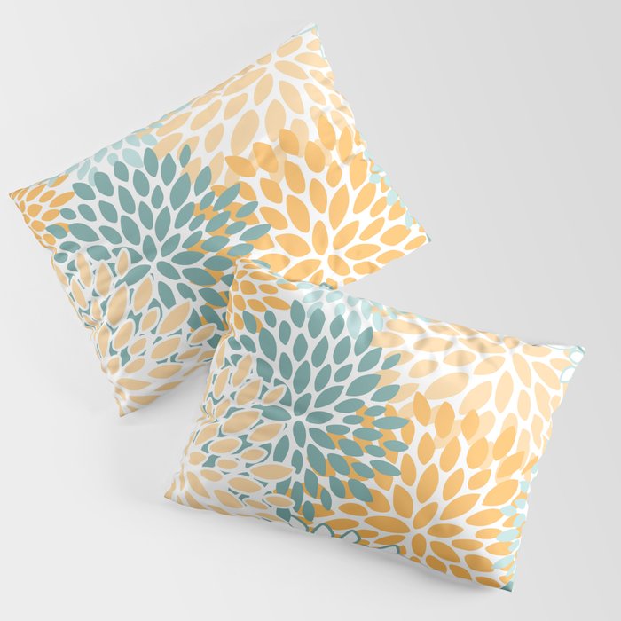 Modern, Floral Prints, Green and Yellow Pillow Sham Gallery Image 3