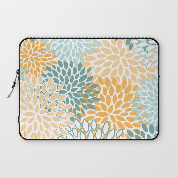 Modern, Floral Prints, Green and Yellow Laptop Sleeve Gallery Image 1