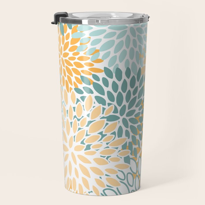 Modern, Floral Prints, Green and Yellow Travel Mug Gallery Image 3