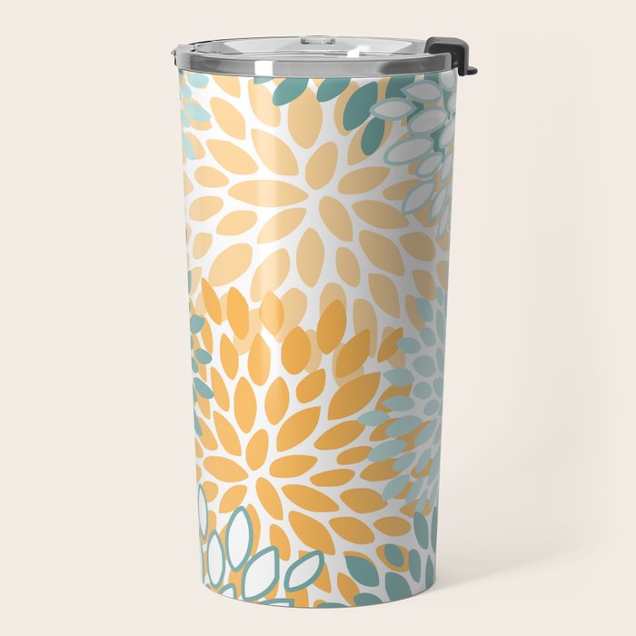Modern, Floral Prints, Green and Yellow Travel Mug Gallery Image 2