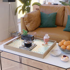 Modern, Floral Prints, Green and Yellow Serving Tray Gallery Image 2