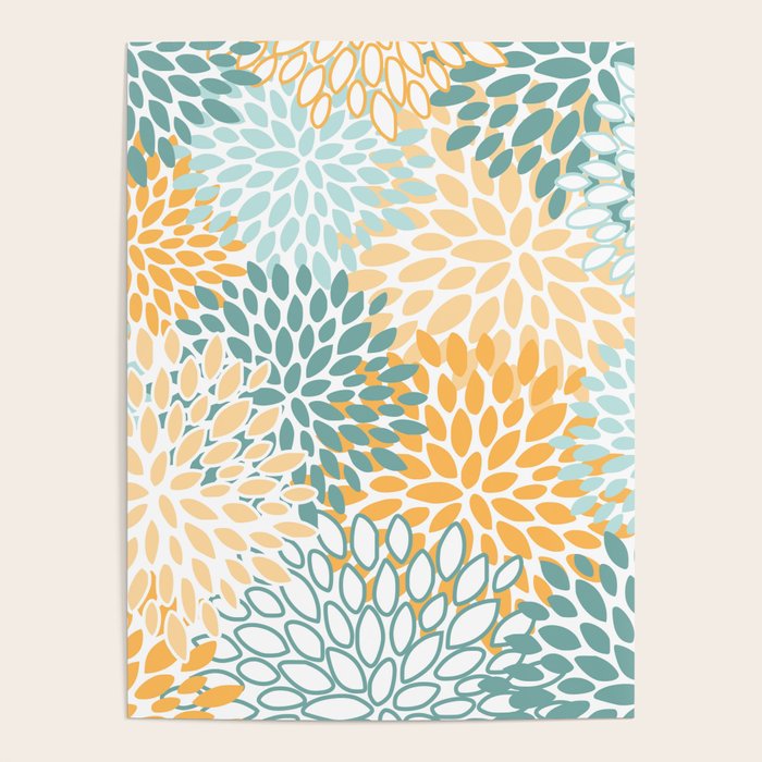 Modern, Floral Prints, Green and Yellow Poster Gallery Image 1