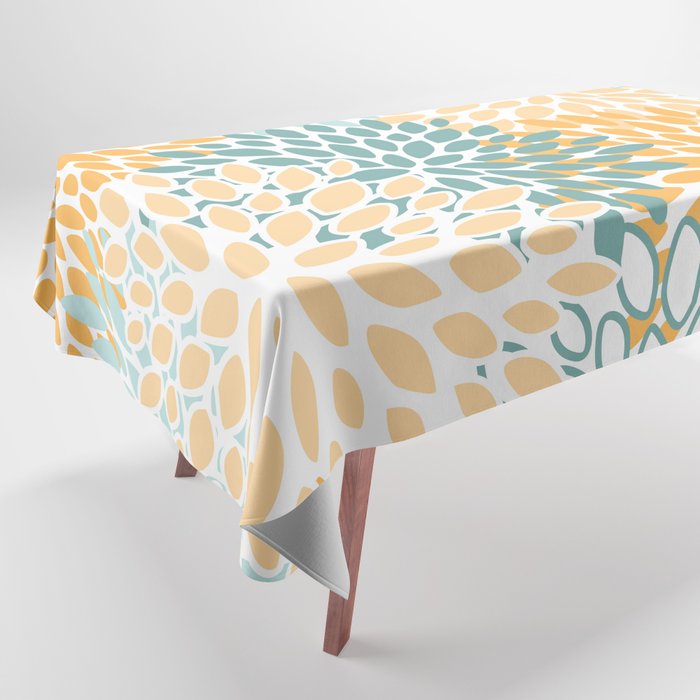 Modern, Floral Prints, Green and Yellow Tablecloth Gallery Image 1