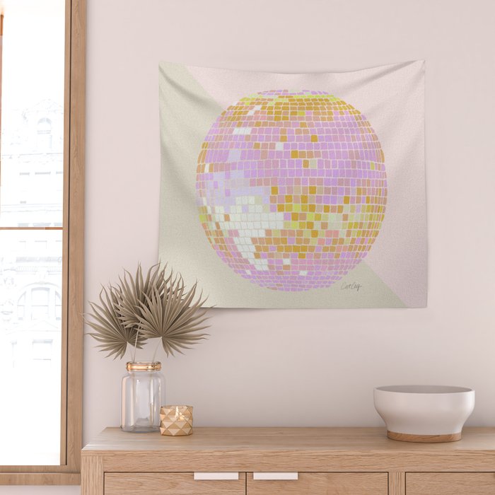 Disco Ball - Peach Wall Tapestry Gallery Image 2