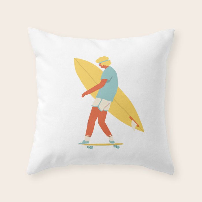 Skater from 70s Throw Pillow Gallery Image 6