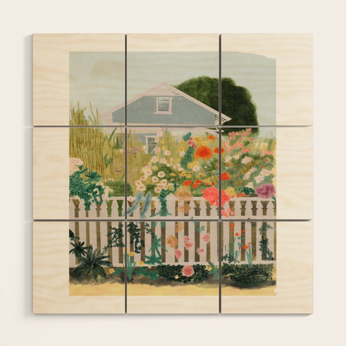 A Postcard From Cozy  - mixed media Garden Illustration  Wood Wall Art Gallery Image 1