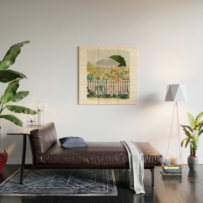 A Postcard From Cozy  - mixed media Garden Illustration  Wood Wall Art Gallery Image 2