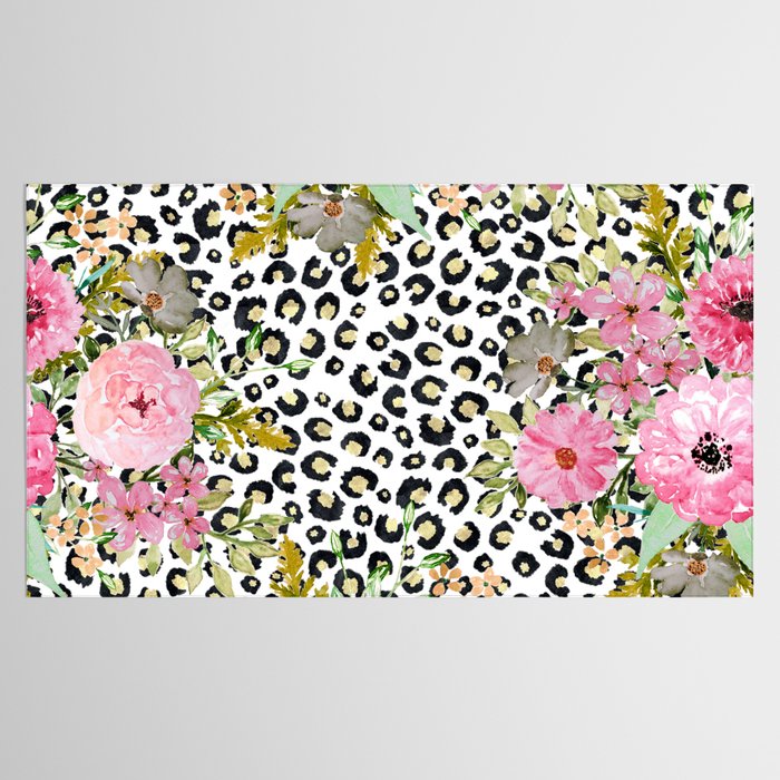 Elegant Leopard Print and Floral Design Tablecloth Gallery Image 2