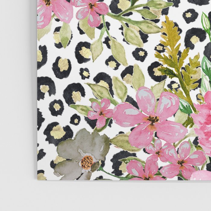 Elegant Leopard Print and Floral Design Poster Gallery Image 3