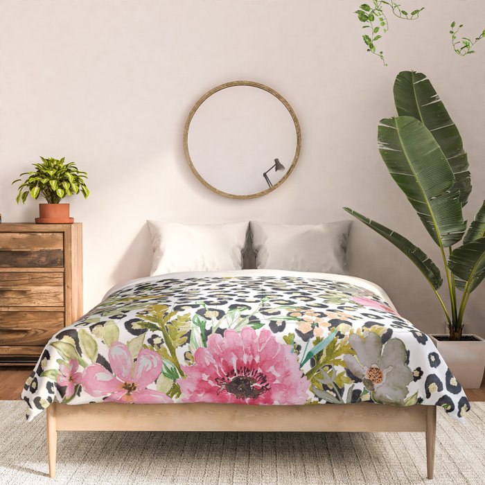 Elegant Leopard Print and Floral Design Comforter Gallery Image 3