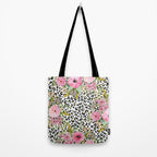 Elegant Leopard Print and Floral Design Tote Bag Gallery Image 2