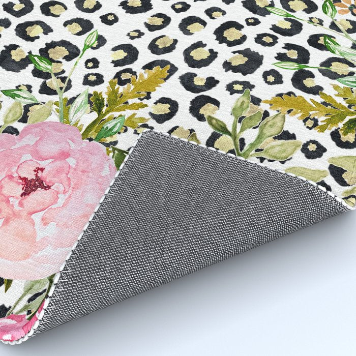 Elegant Leopard Print and Floral Design Rug Gallery Image 4