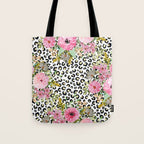 Elegant Leopard Print and Floral Design Tote Bag Gallery Image 1