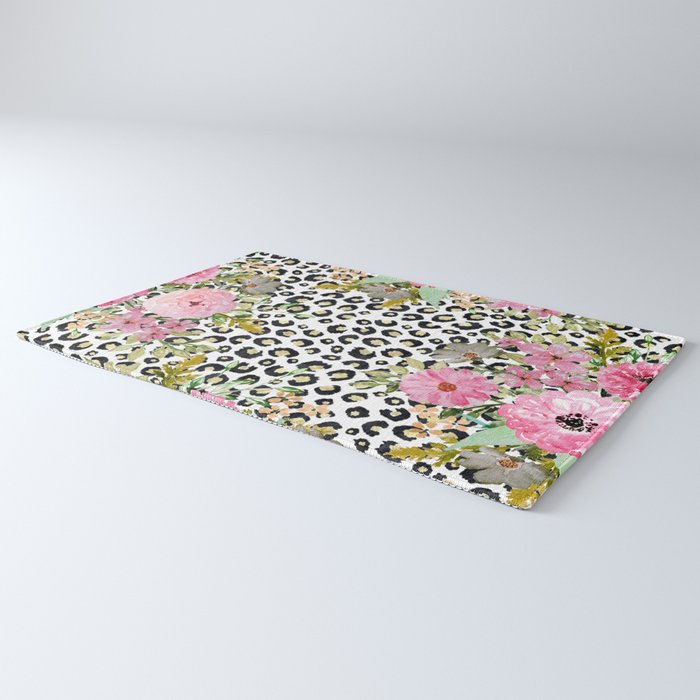 Elegant Leopard Print and Floral Design Rug Gallery Image 3