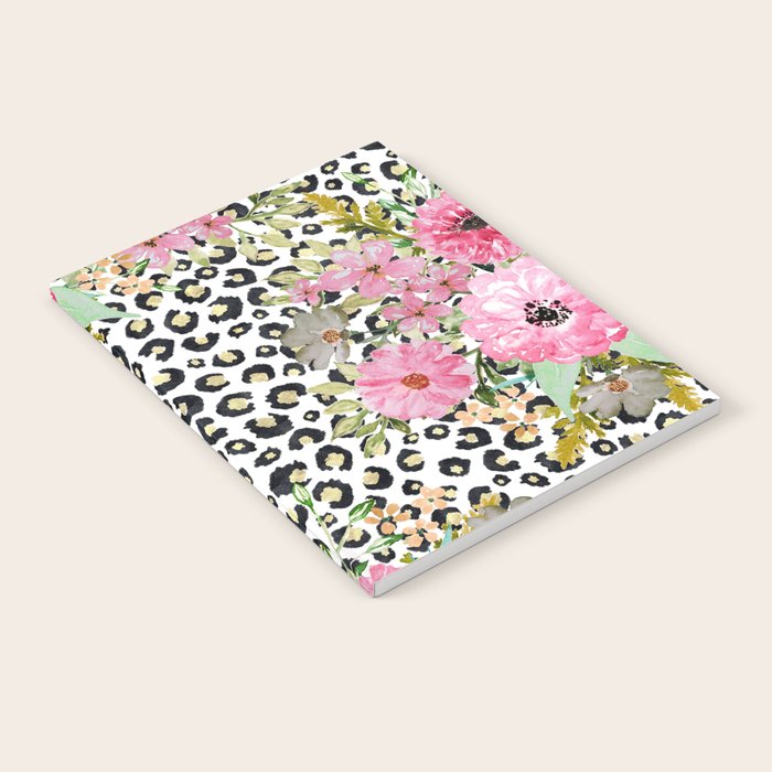 Elegant Leopard Print and Floral Design Notebook Gallery Image 2