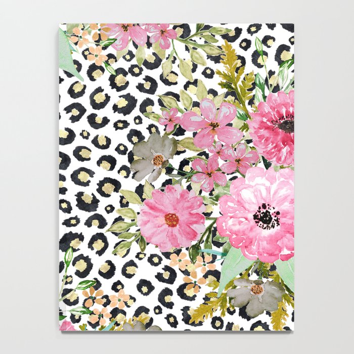 Elegant Leopard Print and Floral Design Notebook Gallery Image 4