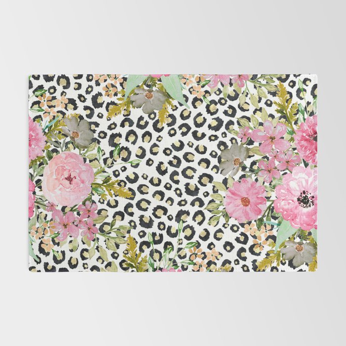 Elegant Leopard Print and Floral Design Rug Gallery Image 2