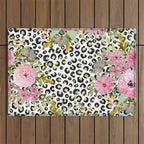 Elegant Leopard Print and Floral Design Outdoor Rug Gallery Image 1