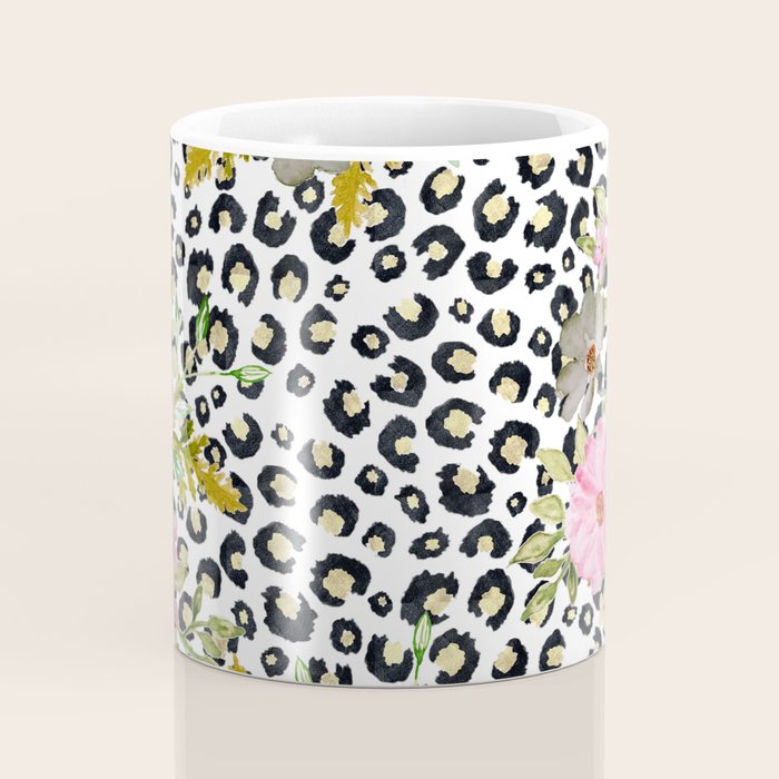 Elegant Leopard Print and Floral Design Coffee Mug Gallery Image 4